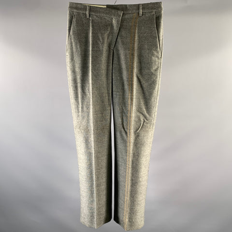 MAISON MARGIELA Size 10 Grey Heathered Wool Deconstructed Dress Pants