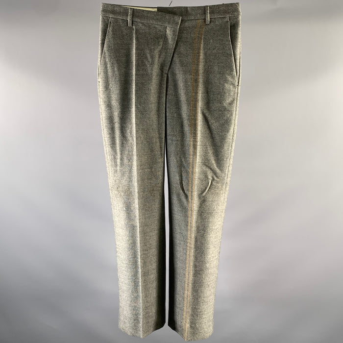 MAISON MARGIELA Size 10 Grey Heathered Wool Deconstructed Dress Pants