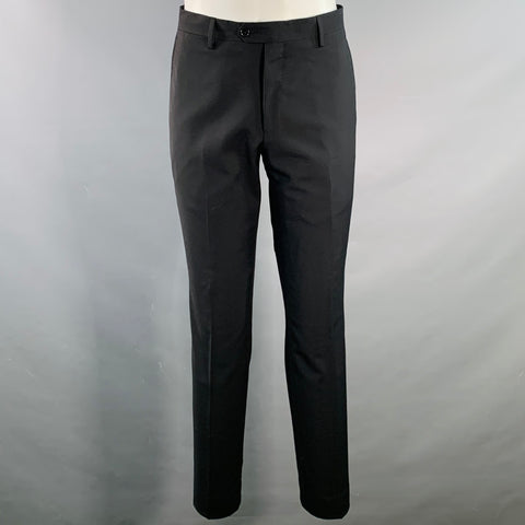 ROBERTO CAVALLI Size 38 Black Virgin Wool Notch Lapel Suit