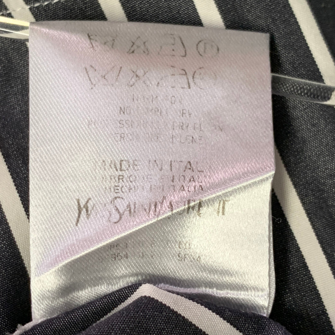 YVES SAINT LAURENT by TOM FORD Size M White Charcoal Grey Stripe Cotton Long Sleeve Shirt