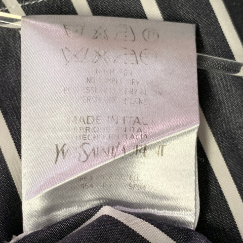 YVES SAINT LAURENT by TOM FORD Size M White Charcoal Grey Stripe Cotton Long Sleeve Shirt