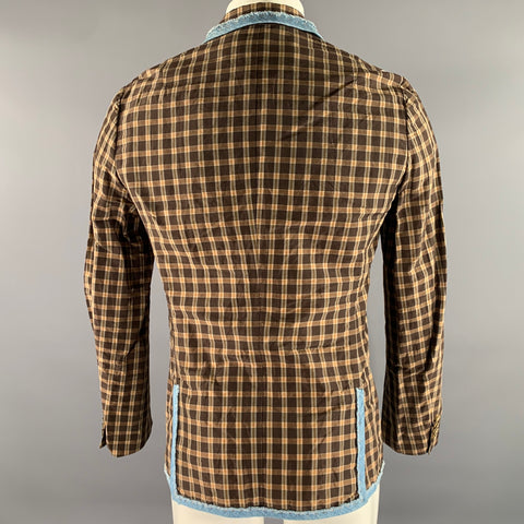 KOLOR Size 38 Brown Camel Plaid Ramie Nylon Notch Lapel Sport Coat