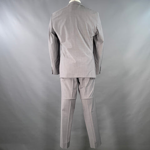 CALVIN KLEIN Size 40 Grey Wool Blend Single Breasted Notch Lapel Suit