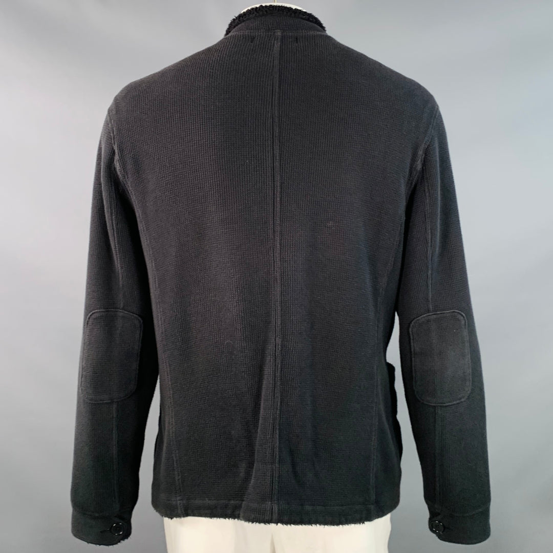 JOHN VARVATOS STAR USA Size XL Black Waffle Knit Cotton Fleece Lined Jacket