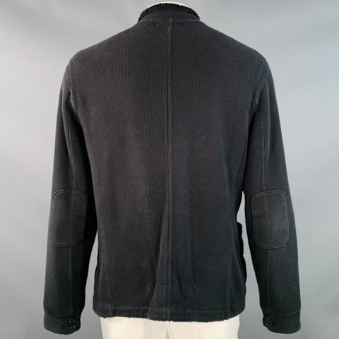 JOHN VARVATOS STAR USA Size XL Black Waffle Knit Cotton Fleece Lined Jacket