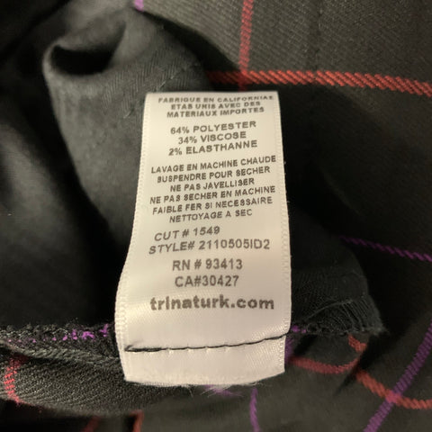 MR TURK Size 36 Black Red & Purple Window Pane Polyester Blend Wide Leg Shorts