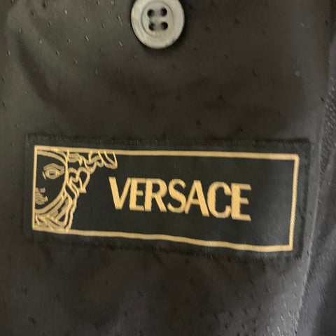 VERSACE Size 42 Black Wool & Cashmere Trench Coat