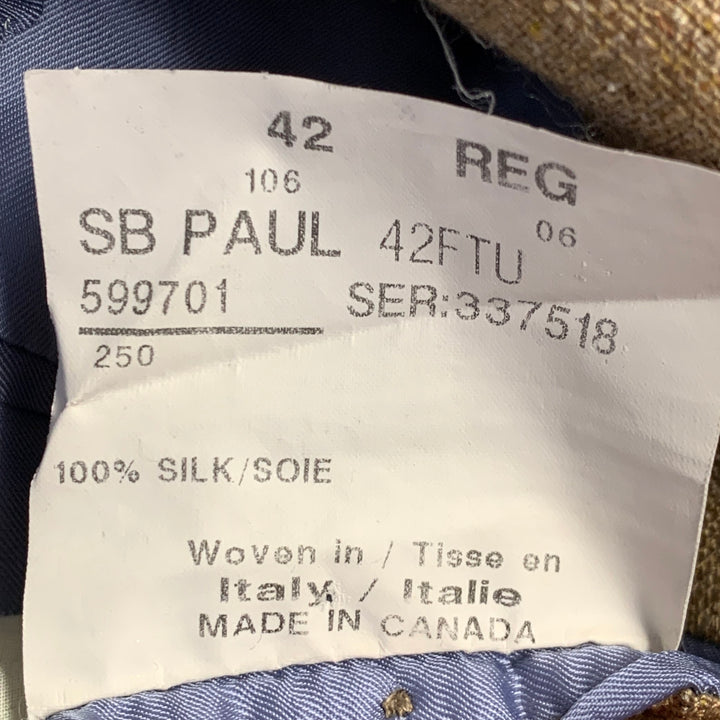 PAUL STUART Size 42 Regular Tan Silk Notch Lapel Sport Coat