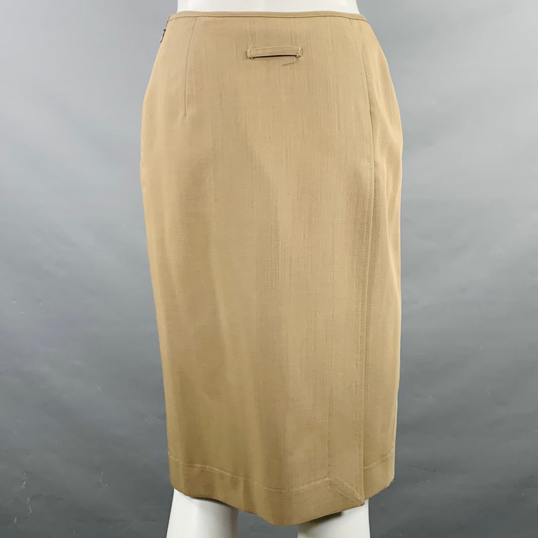 JEAN PAUL GAULTIER Size 6 Beige Wool Single Breasted Skirt Suit