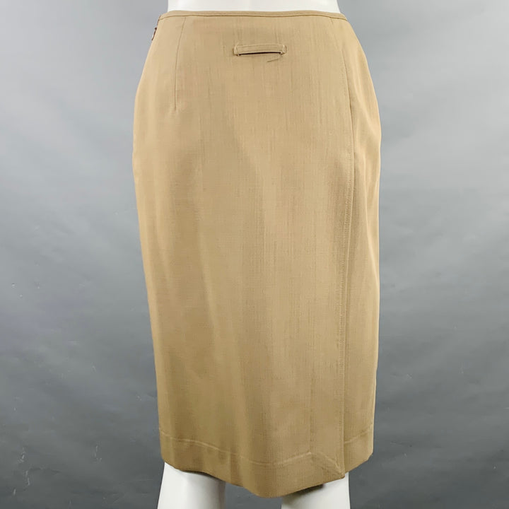 JEAN PAUL GAULTIER Size 6 Beige Wool Single Breasted Skirt Suit