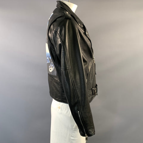 ENFANTS RICHES DEPRIMES ERD SS2017 XL Black Patches Leather Biker Jacket