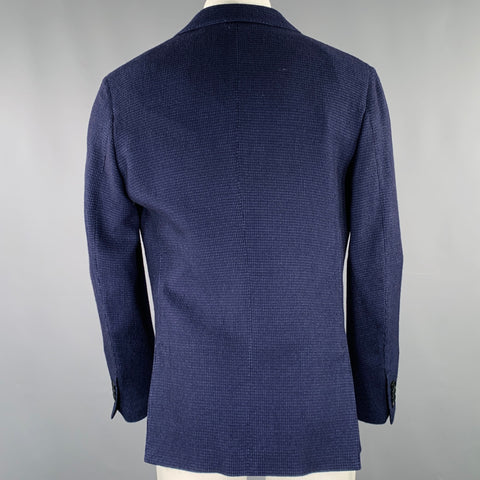 ERMENEGILDO ZEGNA Size 38 Navy Black Wool Silk Nailhead Sport Coat