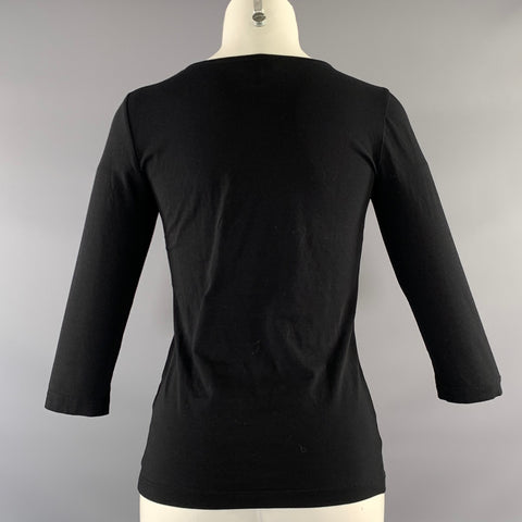 ESCADA Size S Black Silver Cotton Elastane Rhinestones Pullover Womens