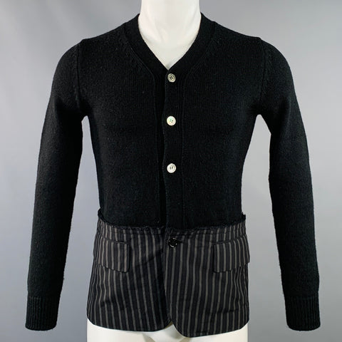 COMME des GARCONS Size XS Black Grey Contrast Trim Acrylic Wool Cardigan