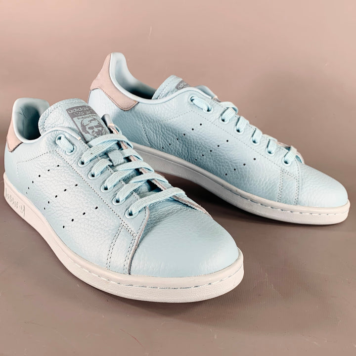 ADIDAS Size 10.5 Light Blue Faux Leather Low Top Sneakers