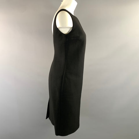 CELINE Size S Black Wool Low Back Knee Length Cocktail Dress