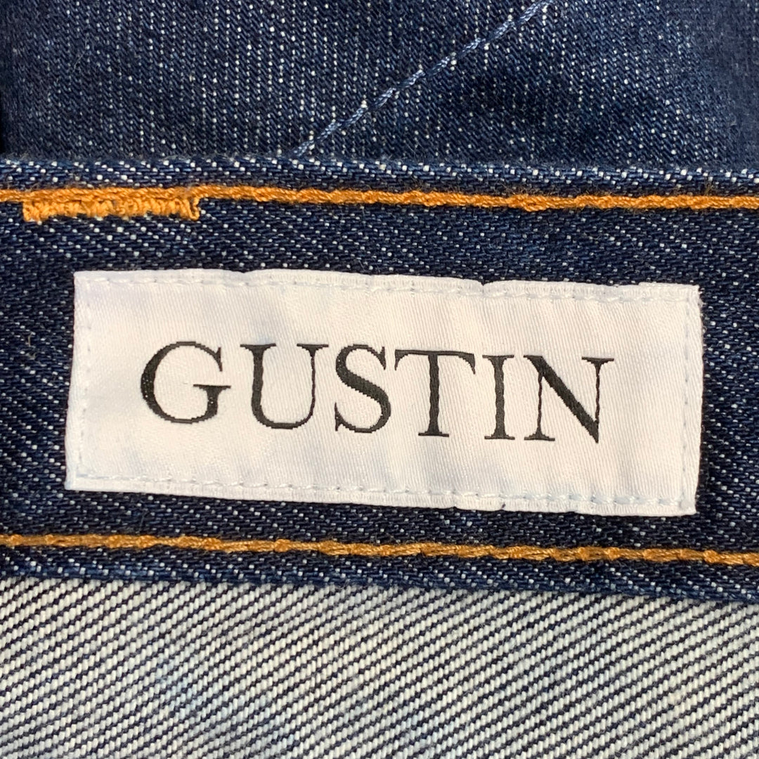 GUSTIN Size 40 Blue Twill Cotton Straight Selvedge Jeans