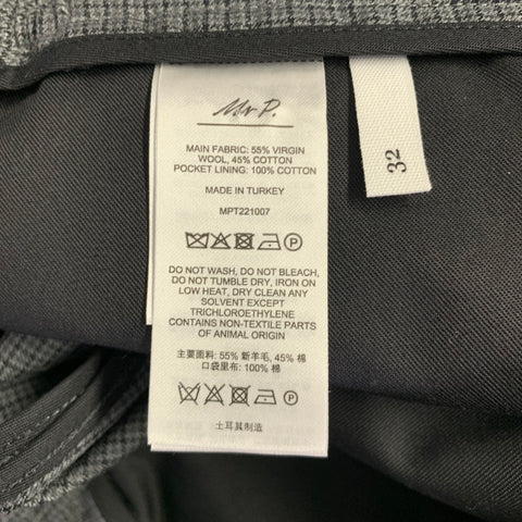 MR. PORTER Size 32 Grey Houndstooth Virgin Wool Blend Casual Pants