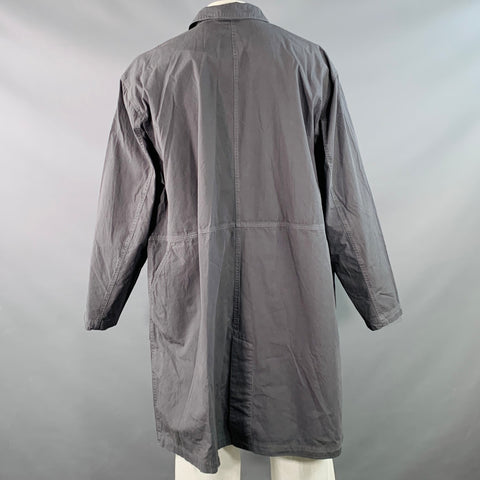 SNOW PEAK Size XL Grey Charcoal Dyed Cotton Oversized Button Up Coat