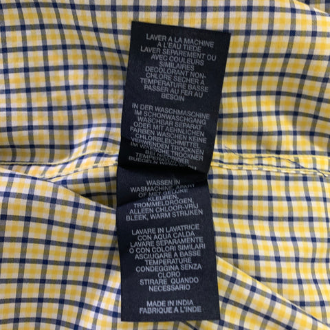 ROBERT GRAHAM Size L Yellow Blue Plaid Cotton Button Up Long Sleeve Shirt