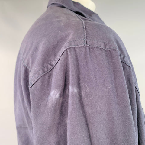 MONITALY Size XL Navy Blue Orange Cotton Buttoned Pockets Coat