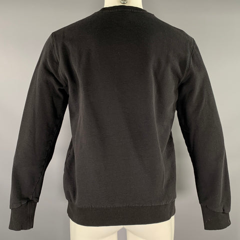 JUST CAVALLI Size M Black Embroidery Cotton Crew-Neck Sweatshirt