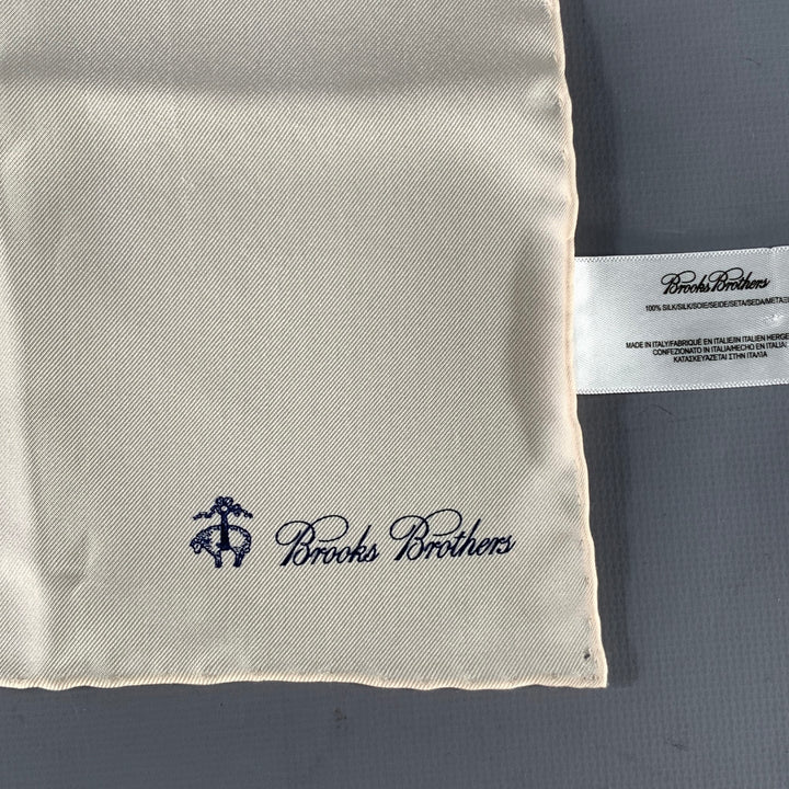 BROOKS BROTHERS Cream Solid Silk Pocket Square