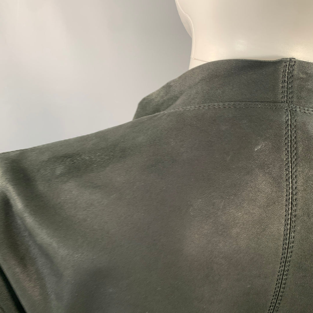 RICK OWENS Size 8 Black Lambskin Leather Biker Jacket