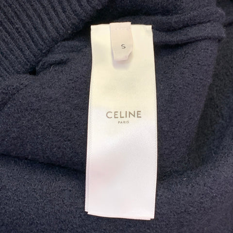 CELINE Size S Navy Gold Wool Contrast Trim Military Sweater