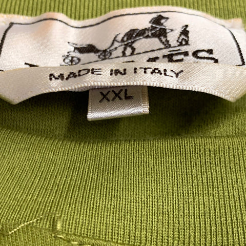 HERMES Size XXL Green Moss Contrast Trim Cotton Crew Neck T-shirt