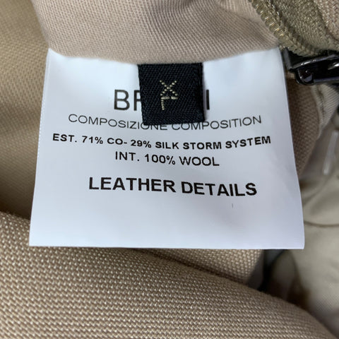 BRIONI Size XL Khaki Cotton Silk Zip Buttons Storm System Coat