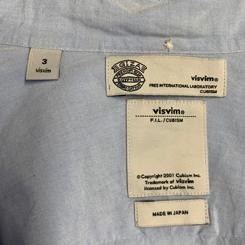 VISVIM Size L Blue Light Cotton Linen Button Down Collar Long Sleeve Shirt