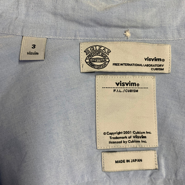 VISVIM Size L Blue Light Cotton Linen Button Down Collar Long Sleeve Shirt