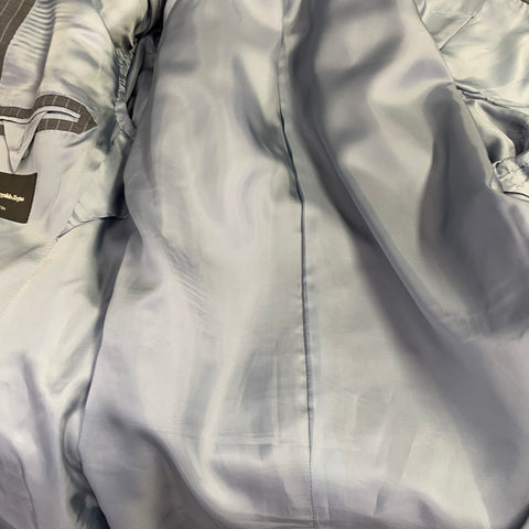 ERMENEGILDO ZEGNA Size 46 Grey Blue Pinstripe Wool Suit