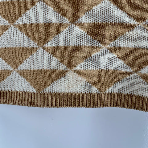 PRADA par RAF SIMONS 2023 Taille S Pull Court en Maille Crème Beige à Triangle
