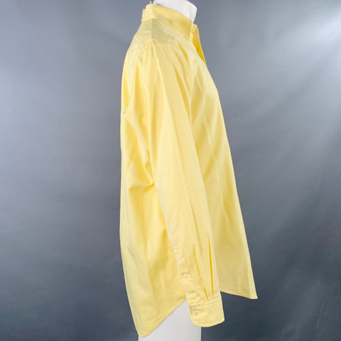 RALPH LAUREN Taille M Chemise à Manches Longues en Coton Jaune à Col Boutonné