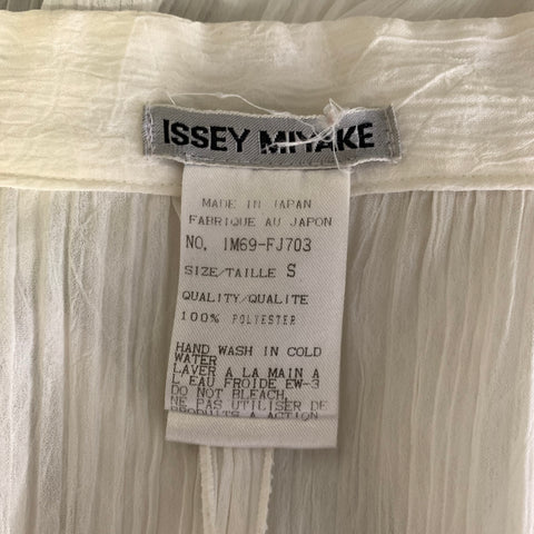 ISSEY MIYAKE Size S Cream Polyester Crinkled Nehru Collar Blouse