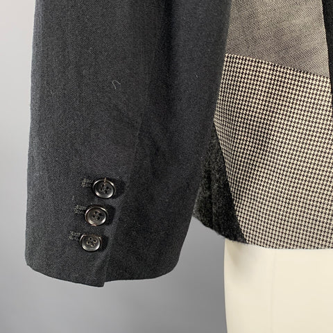 COMME des GARCONS BLACK Chest Size M Black Grey & White Patchwork Sport Coat