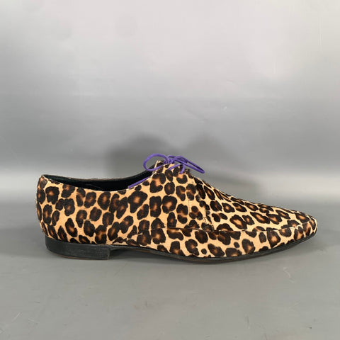 BURBERRY PRORSUM Size 11 Brown Camel Animal Print Calf skin Lace Up Shoes