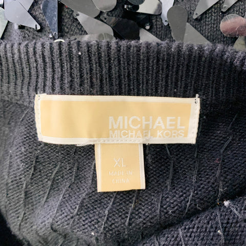 MICHAEL by MICHAEL KORS Size XL Black Sequined Cotton Blend Pullover