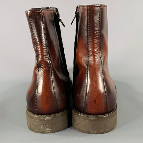 TO BOOT NY Size 10.5 Brown Antique Leather Side Zipper Boots