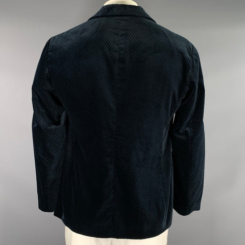 GIORGIO ARMANI Chest Size 44 Blue Turqoise Velvet Polyester Sport Coat