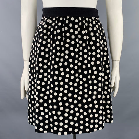 AKRIS Size 12 Black White Polka Dot Short Skirt