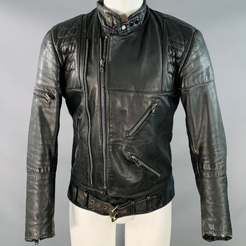 HEIN GERICKE for HARLEY DAVIDSON Vintage Size L Black Leather Motorcycle Jacket