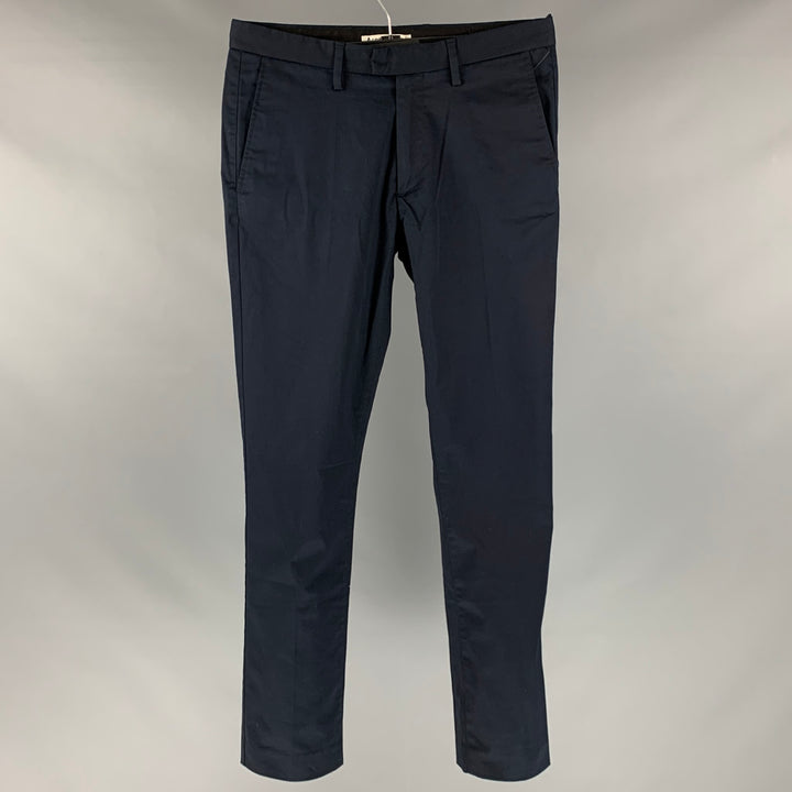 ACNE STUDIOS Size 32 Navy Cotton Elastane Flat Front Casual Pants