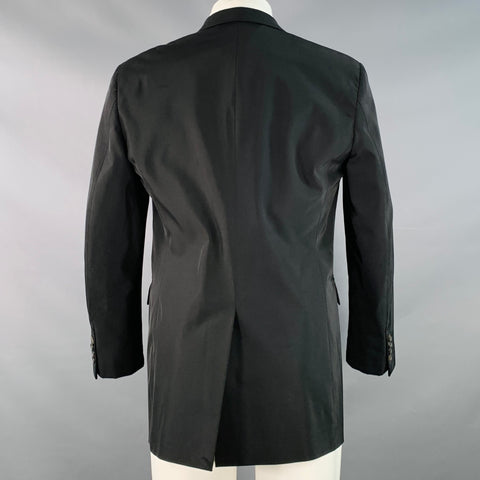 PRADA Size 40 Regular Black Polyester Blend Notch Lapel Three Button Sport Coat