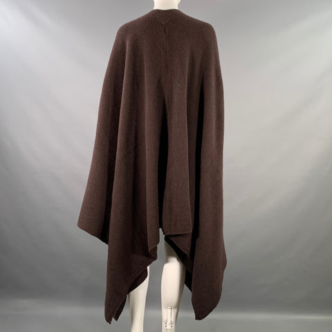 HENRI BENDEL Brown Ribbed Merino Wool Angora Rabbit Knit Scarf Shawl