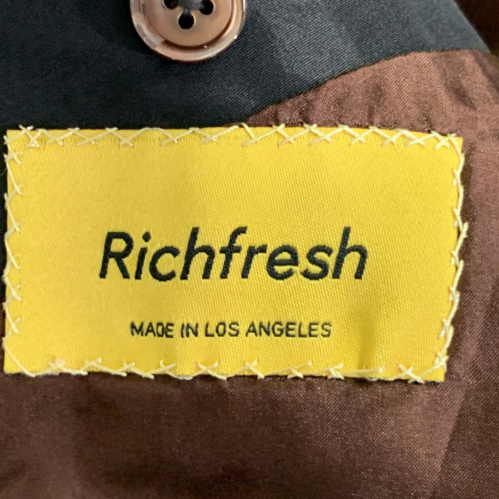 RICHFRESH Size 42 Brown Black Velvet Peak Lapel Sport Coat
