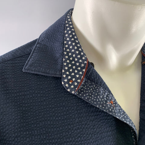 TED BAKER Size S Navy Cotton Blend Button Down Long Sleeve Shirt