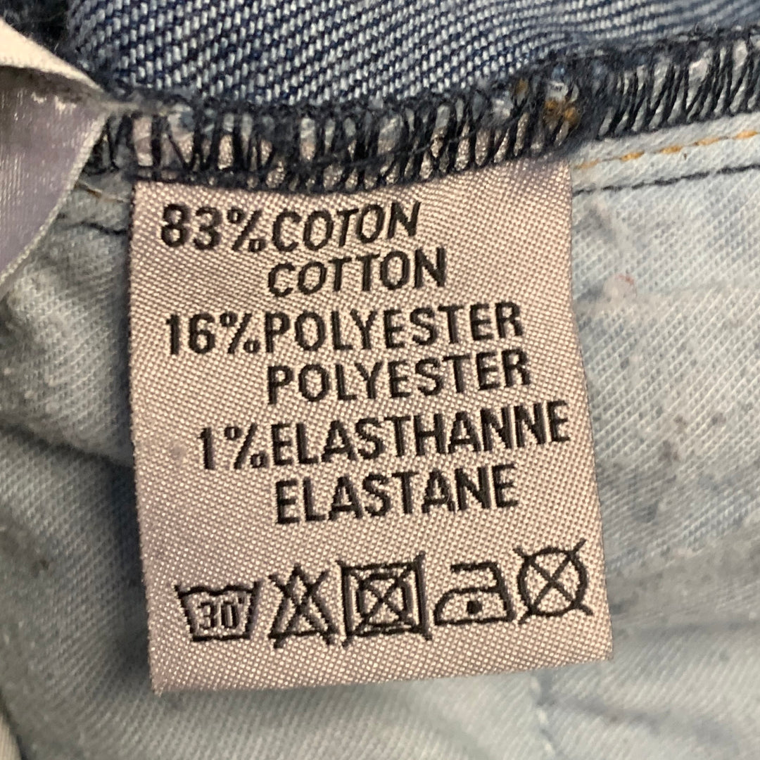 DIOR HOMME Size 30 Blue Contrast Stitch Cotton Blend Twill Slim Straight Jeans